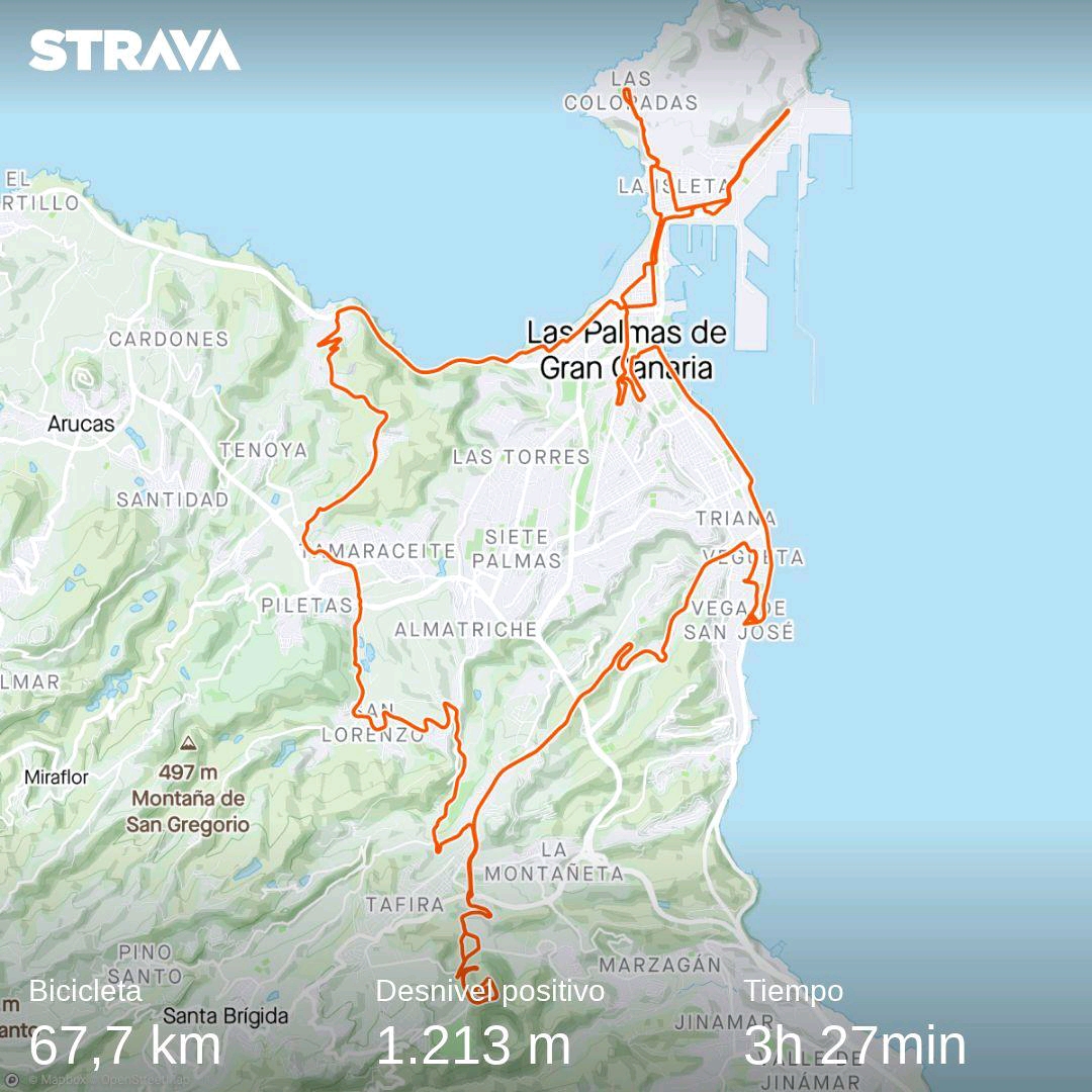 Primera experiencia deportiva ruta bicicleta las palmas gran canaria segmento 2 strava